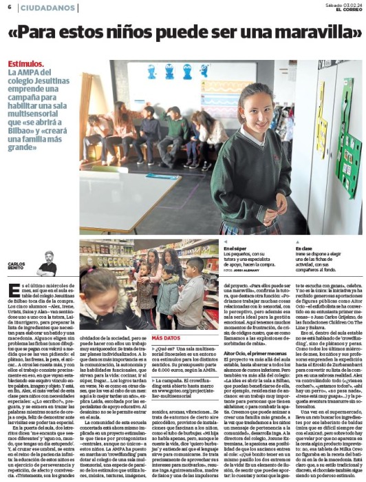 Reportaje en el periódico EL CORREO